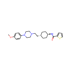 COc1ccc(N2CCN(CC[C@H]3CC[C@H](NC(=O)c4cccs4)CC3)CC2)cc1 ZINC000253859682
