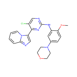 COc1ccc(N2CCOCC2)cc1Nc1ncc(Cl)c(-c2cnc3ccccn23)n1 ZINC000072178082