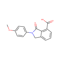 COc1ccc(N2Cc3cccc(C(=O)O)c3C2=O)cc1 ZINC000004991965
