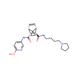 COc1ccc(NC(=O)[C@@H]2[C@@H]3C=C[C@H]([C@H]2C(=O)NCCCCN2CCCC2)C32CC2)cn1 ZINC000168596014