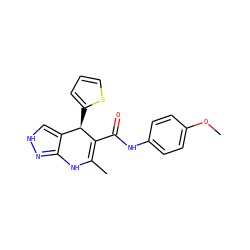 COc1ccc(NC(=O)C2=C(C)Nc3n[nH]cc3[C@H]2c2cccs2)cc1 ZINC000064447619