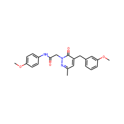 COc1ccc(NC(=O)Cn2nc(C)cc(Cc3cccc(OC)c3)c2=O)cc1 ZINC000043120506
