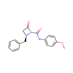 COc1ccc(NC(=O)N2C(=O)C[C@@H]2Cc2ccccc2)cc1 ZINC000013780479