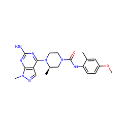 COc1ccc(NC(=O)N2CCN(c3nc(N)nc4c3cnn4C)[C@H](C)C2)c(C)c1 ZINC000209412877