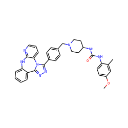 COc1ccc(NC(=O)NC2CCN(Cc3ccc(-c4nnc5n4-c4cccnc4Nc4ccccc4-5)cc3)CC2)c(C)c1 ZINC000096174116