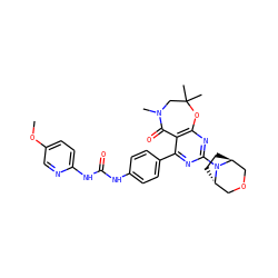 COc1ccc(NC(=O)Nc2ccc(-c3nc(N4[C@H]5CC[C@H]4COC5)nc4c3C(=O)N(C)CC(C)(C)O4)cc2)nc1 ZINC000205330379