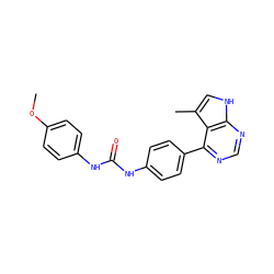 COc1ccc(NC(=O)Nc2ccc(-c3ncnc4[nH]cc(C)c34)cc2)cc1 ZINC000140650657