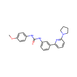 COc1ccc(NC(=O)Nc2cccc(-c3cccc(N4CCCC4)n3)c2)cc1 ZINC000299838322