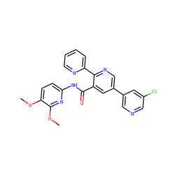 COc1ccc(NC(=O)c2cc(-c3cncc(Cl)c3)cnc2-c2ccccn2)nc1OC ZINC001772586844