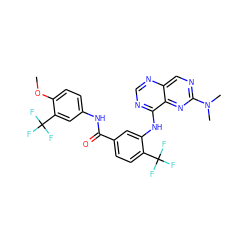 COc1ccc(NC(=O)c2ccc(C(F)(F)F)c(Nc3ncnc4cnc(N(C)C)nc34)c2)cc1C(F)(F)F ZINC000148079662