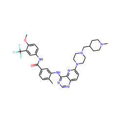 COc1ccc(NC(=O)c2ccc(C)c(Nc3ncnc4ccc(N5CCN(CC6CCN(C)CC6)CC5)nc34)c2)cc1C(F)(F)F ZINC000096175727