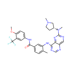 COc1ccc(NC(=O)c2ccc(C)c(Nc3ncnc4cnc(N(C)[C@@H]5CCN(C)C5)nc34)c2)cc1C(F)(F)F ZINC000148351118