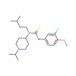 COc1ccc(NC(=S)N(CCC(C)C)C2CCN(C(C)C)CC2)cc1Cl ZINC000004687112