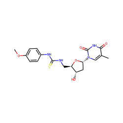 COc1ccc(NC(=S)NC[C@H]2O[C@H](n3cc(C)c(=O)[nH]c3=O)C[C@@H]2O)cc1 ZINC000028864469