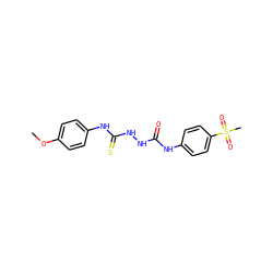 COc1ccc(NC(=S)NNC(=O)Nc2ccc(S(C)(=O)=O)cc2)cc1 ZINC000741856918
