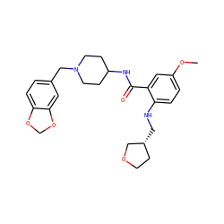 COc1ccc(NC[C@@H]2CCOC2)c(C(=O)NC2CCN(Cc3ccc4c(c3)OCO4)CC2)c1 ZINC000028523675