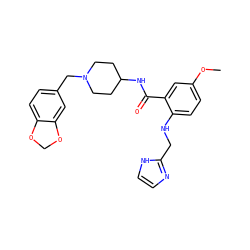 COc1ccc(NCc2ncc[nH]2)c(C(=O)NC2CCN(Cc3ccc4c(c3)OCO4)CC2)c1 ZINC000028525733