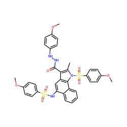 COc1ccc(NNC(=O)c2c(C)n(S(=O)(=O)c3ccc(OC)cc3)c3c2cc(NS(=O)(=O)c2ccc(OC)cc2)c2ccccc23)cc1 ZINC001772593517