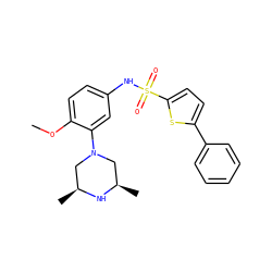 COc1ccc(NS(=O)(=O)c2ccc(-c3ccccc3)s2)cc1N1C[C@H](C)N[C@H](C)C1 ZINC000035984975