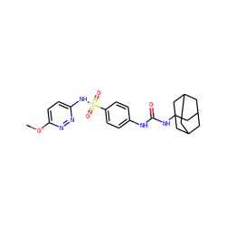 COc1ccc(NS(=O)(=O)c2ccc(NC(=O)NC34CC5CC(CC(C5)C3)C4)cc2)nn1 ZINC000096271194