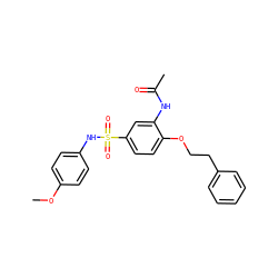 COc1ccc(NS(=O)(=O)c2ccc(OCCc3ccccc3)c(NC(C)=O)c2)cc1 ZINC000473136251