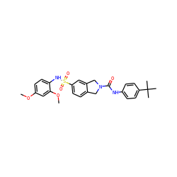 COc1ccc(NS(=O)(=O)c2ccc3c(c2)CN(C(=O)Nc2ccc(C(C)(C)C)cc2)C3)c(OC)c1 ZINC000220160767
