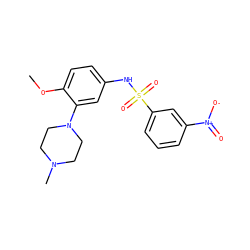COc1ccc(NS(=O)(=O)c2cccc([N+](=O)[O-])c2)cc1N1CCN(C)CC1 ZINC000013782737