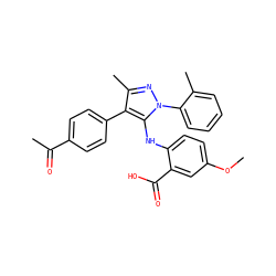 COc1ccc(Nc2c(-c3ccc(C(C)=O)cc3)c(C)nn2-c2ccccc2C)c(C(=O)O)c1 ZINC000064526895