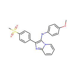 COc1ccc(Nc2c(-c3ccc(S(C)(=O)=O)cc3)nc3ccccn23)cc1 ZINC000040401382