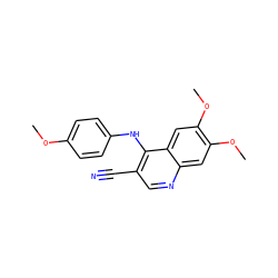 COc1ccc(Nc2c(C#N)cnc3cc(OC)c(OC)cc23)cc1 ZINC000029210891