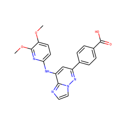 COc1ccc(Nc2cc(-c3ccc(C(=O)O)cc3)nn3ccnc23)nc1OC ZINC000207361590