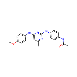 COc1ccc(Nc2cc(C)nc(Nc3ccc(NC(C)=O)cc3)n2)cc1 ZINC000024023322