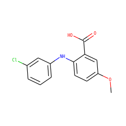 COc1ccc(Nc2cccc(Cl)c2)c(C(=O)O)c1 ZINC000000099642