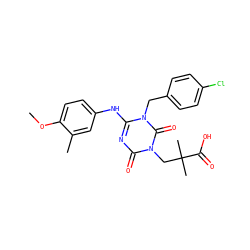COc1ccc(Nc2nc(=O)n(CC(C)(C)C(=O)O)c(=O)n2Cc2ccc(Cl)cc2)cc1C ZINC000200527115