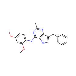 COc1ccc(Nc2nc(C)nc3c(Cc4ccccc4)c[nH]c23)c(OC)c1 ZINC000169332551