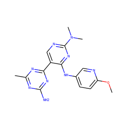 COc1ccc(Nc2nc(N(C)C)ncc2-c2nc(C)nc(N)n2)cn1 ZINC000113234654