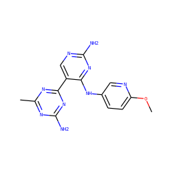 COc1ccc(Nc2nc(N)ncc2-c2nc(C)nc(N)n2)cn1 ZINC000113236196