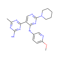 COc1ccc(Nc2nc(N3CCCCC3)ncc2-c2nc(C)nc(N)n2)cn1 ZINC000113150876
