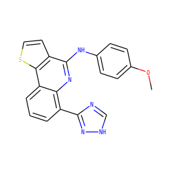 COc1ccc(Nc2nc3c(-c4nc[nH]n4)cccc3c3sccc23)cc1 ZINC000084596797