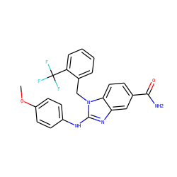 COc1ccc(Nc2nc3cc(C(N)=O)ccc3n2Cc2ccccc2C(F)(F)F)cc1 ZINC000043120733