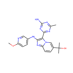 COc1ccc(Nc2nc3ccc(C(C)(C)O)cn3c2-c2nc(C)nc(N)n2)cn1 ZINC000114520598