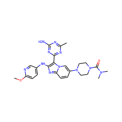 COc1ccc(Nc2nc3ccc(N4CCN(C(=O)N(C)C)CC4)cn3c2-c2nc(C)nc(N)n2)cn1 ZINC000114515281