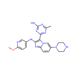 COc1ccc(Nc2nc3ccc(N4CCNCC4)cn3c2-c2nc(C)nc(N)n2)cn1 ZINC000114518087