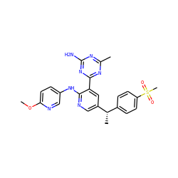 COc1ccc(Nc2ncc([C@@H](C)c3ccc(S(C)(=O)=O)cc3)cc2-c2nc(C)nc(N)n2)cn1 ZINC000113154219