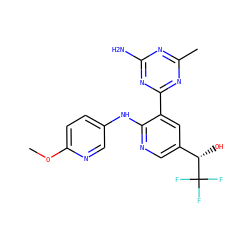 COc1ccc(Nc2ncc([C@H](O)C(F)(F)F)cc2-c2nc(C)nc(N)n2)cn1 ZINC000113153696