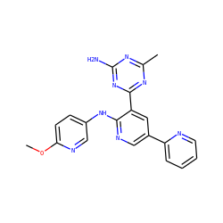 COc1ccc(Nc2ncc(-c3ccccn3)cc2-c2nc(C)nc(N)n2)cn1 ZINC000113243066