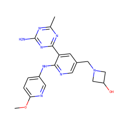 COc1ccc(Nc2ncc(CN3CC(O)C3)cc2-c2nc(C)nc(N)n2)cn1 ZINC000113237569