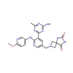COc1ccc(Nc2ncc(CN3CC4(C3)NC(=O)NC4=O)cc2-c2nc(C)nc(N)n2)cn1 ZINC000113236070