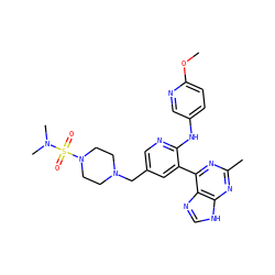 COc1ccc(Nc2ncc(CN3CCN(S(=O)(=O)N(C)C)CC3)cc2-c2nc(C)nc3[nH]cnc23)cn1 ZINC000113151630