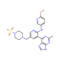 COc1ccc(Nc2ncc(CN3CCN(S(C)(=O)=O)CC3)cc2-c2nc(C)nc3[nH]cnc23)cn1 ZINC000113148000
